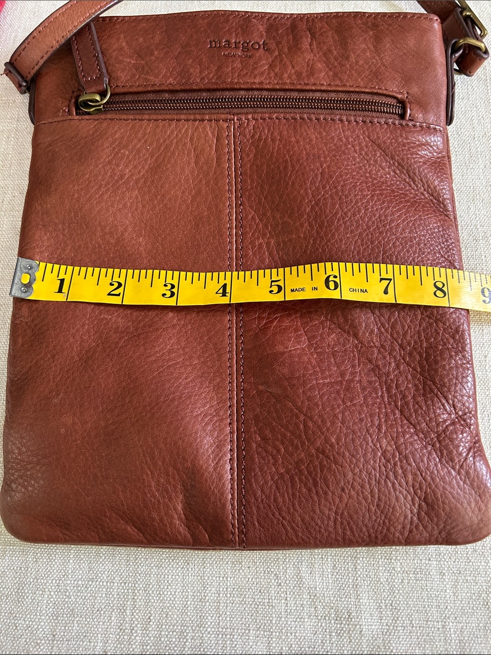Margot New York Leather Crossbody Bag Brown Classic Minimalist Travel - Picture 9 of 14